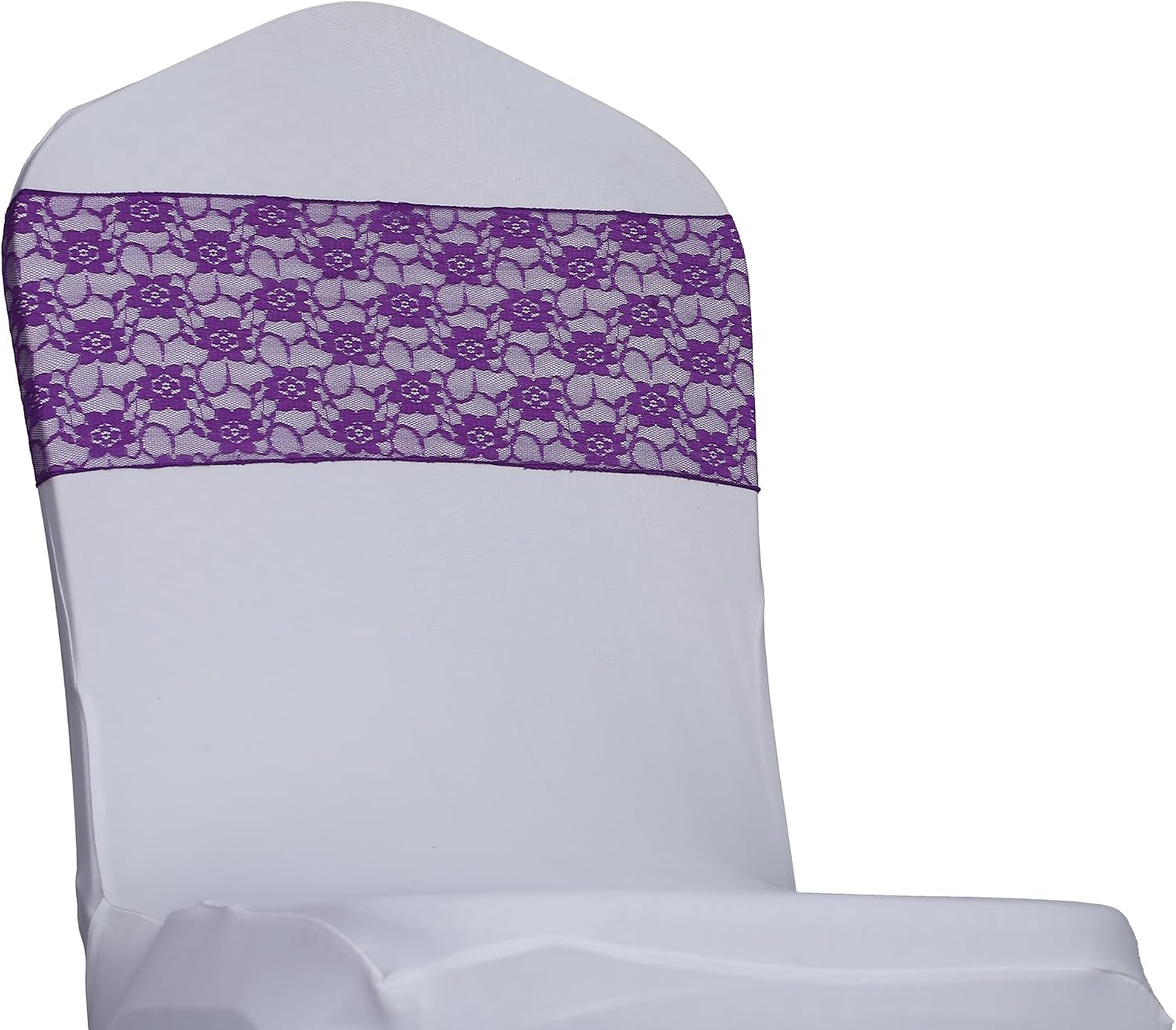 MDS® Pack of 200 Lace Chair Sashes for Weddings, Decorative Floral Lace Chair Bows Bands for Banquet, Reception, Anniversary, Bridal Shower, Birthday, Party, Ceremony & Event Décor - Cadbury Purple