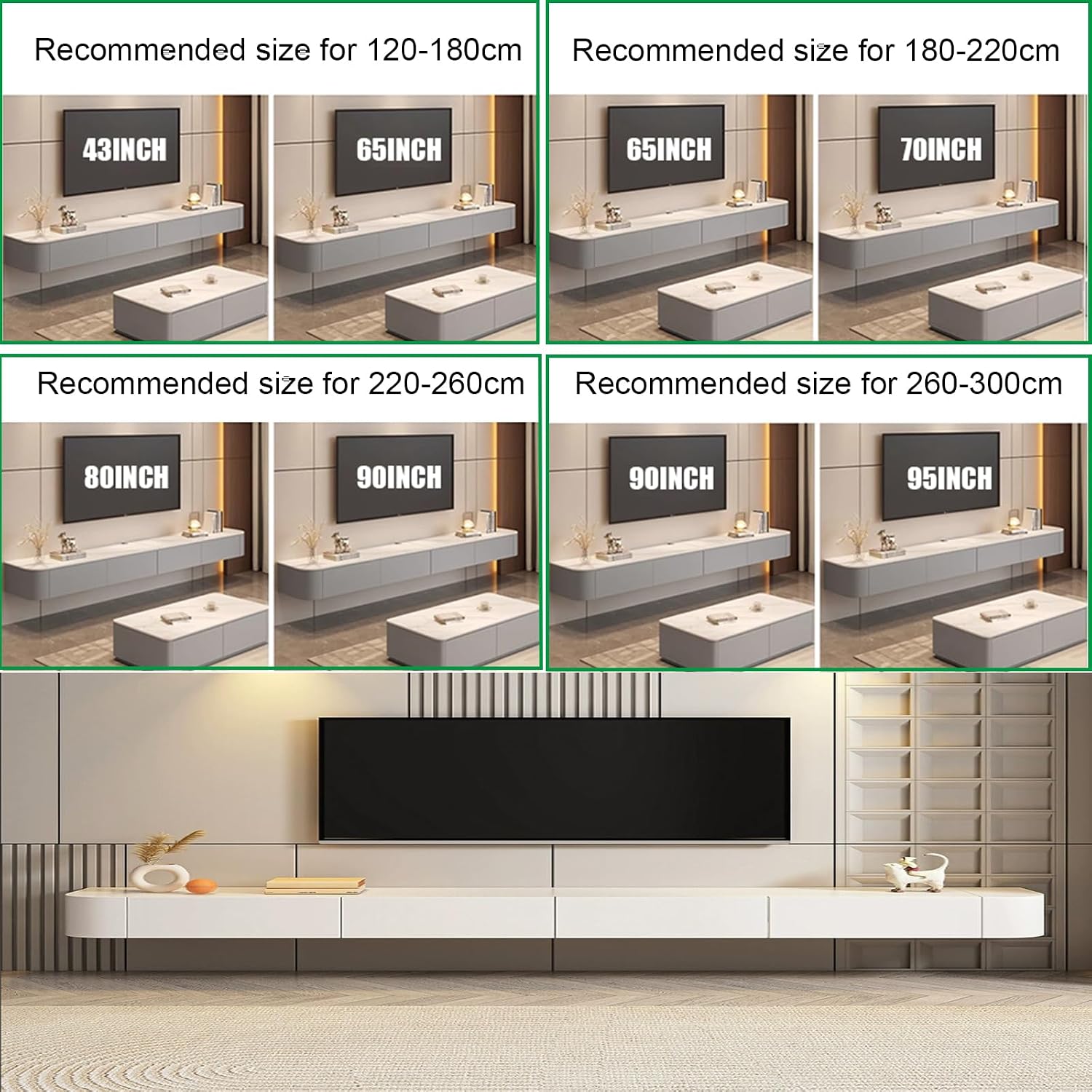 Floating TV Stand Large Floating TV Shelves Wall Mounted Multi Storage Compartment TV Media Console Floating TV Cabinet Bench Under TV Large Storage (Black D, 63.0 * 7.9 * 9.4 in)