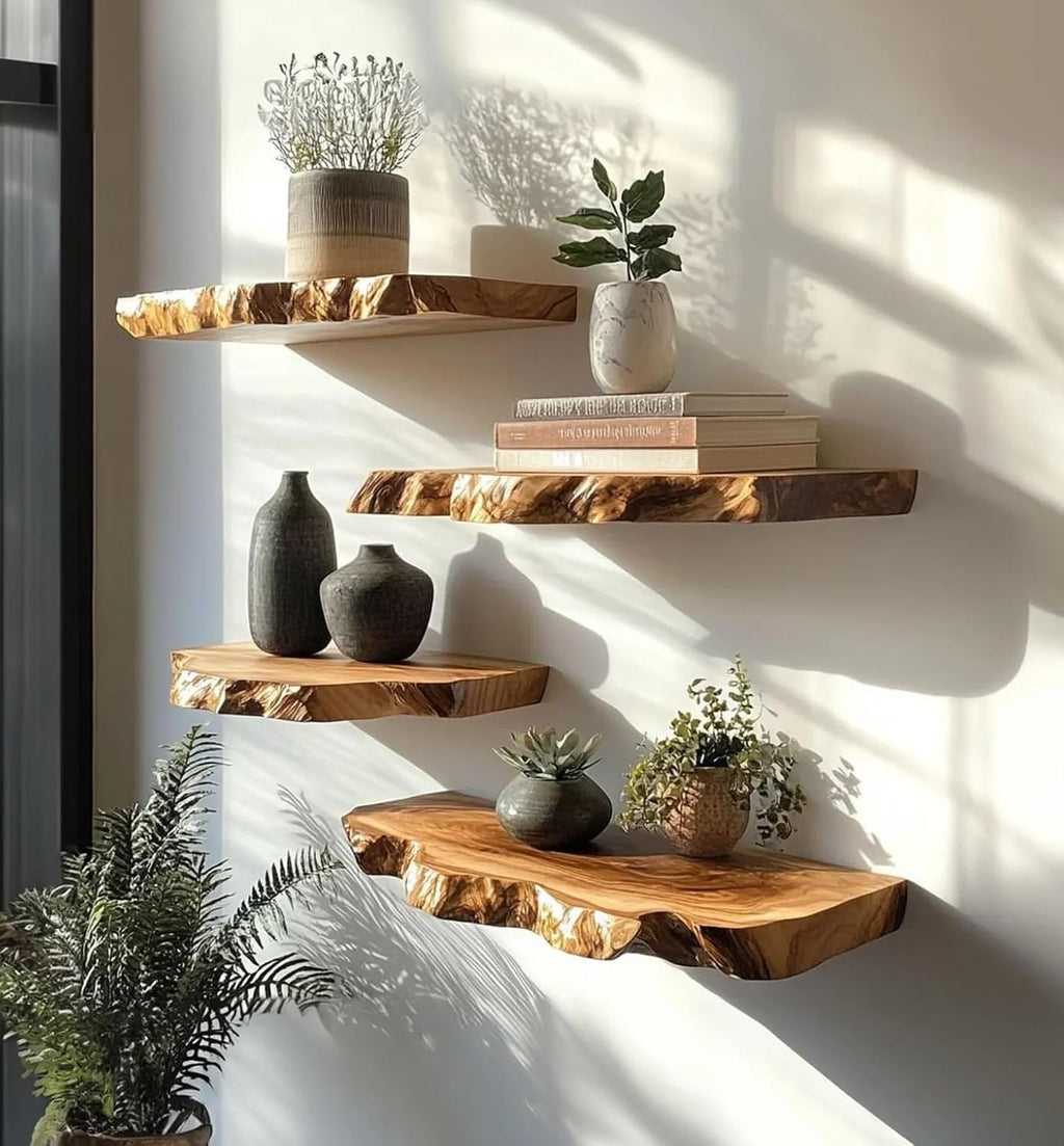 Modern Sale Live Edge Shelf Floating Shelf Teak Wood Live Edge Shelves Hanging Shelf Floating Shelf Book Shelf Wall Décor (15' W X 8' D X 1.5' (Inches))