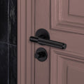 Buster and Punch Cross Door Handle Set Passage in Black Solid Brass