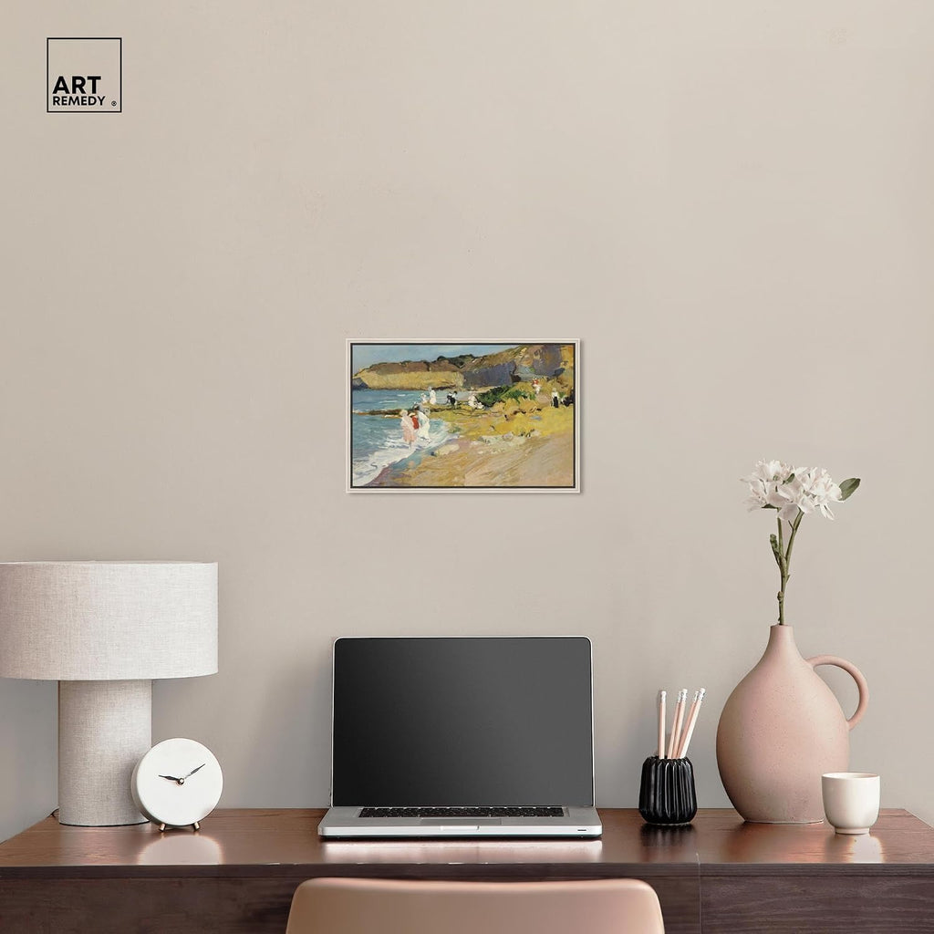 Art Remedy Classic Landscape Canvas, 15' x 10', Silver Frame, Rocks at the Lighthouse
