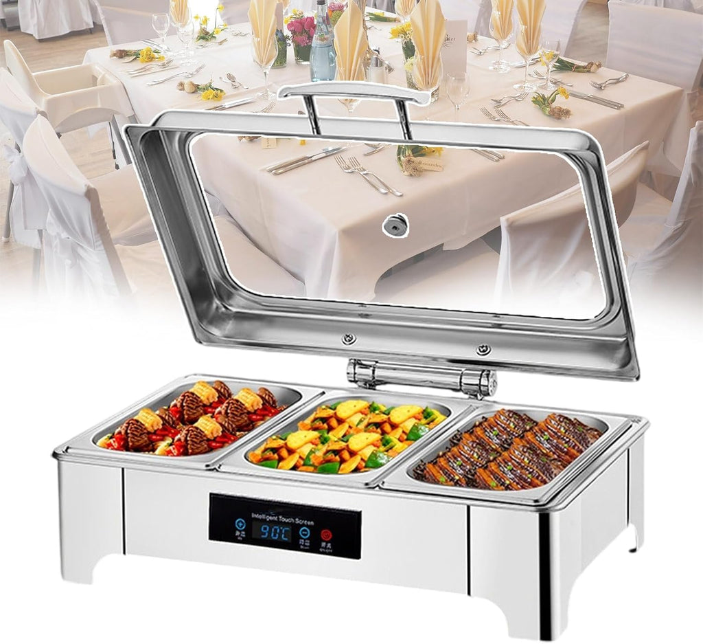 13.5L Electric Chafing Dish - 1/2/3-Grids, Buffet Servers Warmers for A Variety of Dishes, Large Capacity Warming Tray, Removable Design for Easier Cleaning and Maintenan,grids