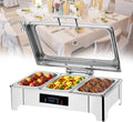 13.5L Electric Chafing Dish - 1/2/3-Grids, Buffet Servers Warmers for A Variety of Dishes, Large Capacity Warming Tray, Removable Design for Easier Cleaning and Maintenan,grids