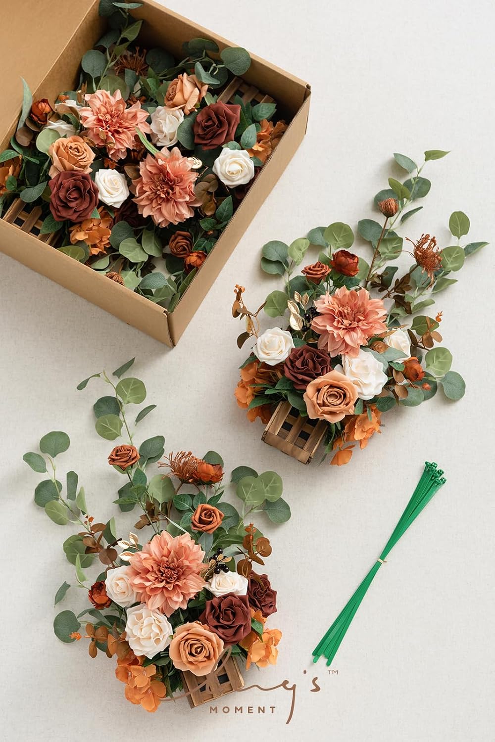 Ling's moment 17.5' Tall Standing Artificial Flowers Arrangements 4pcs Fall Wedding Aisle Runner Chair Decorations Sunset Terracotta Centerpieces Ceremony Reception Rose Floral Party Outdoor