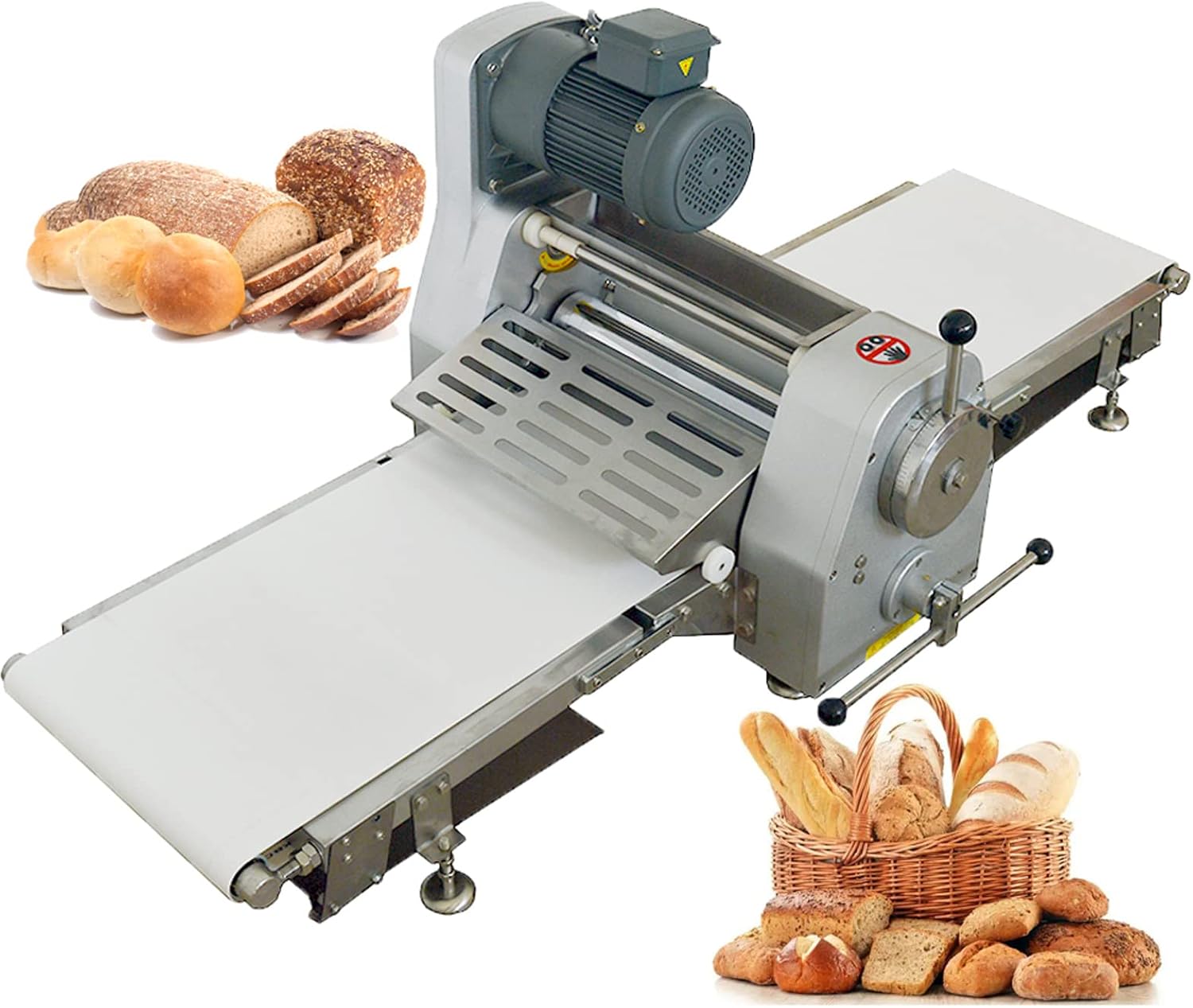 TECHTONGDA Commercial Dough Sheeter Laminated Dough Sheeter Fondant Flattener Pastry Sheeter Countertop Pizza Pasta Press Machine with 65x15.7' Conveyor Belt Professional Bakery Equipment