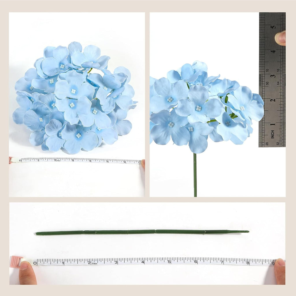 Auihiay 304 PCS Hydrangea Artificial Flowers, Hydrangea Artificial Flowers Bulk, Silk Hydrangea Flowers With Stems, Artificial Flowers for Outdoors, Wedding Party, Arch, Background, Home, Garden(Blue)