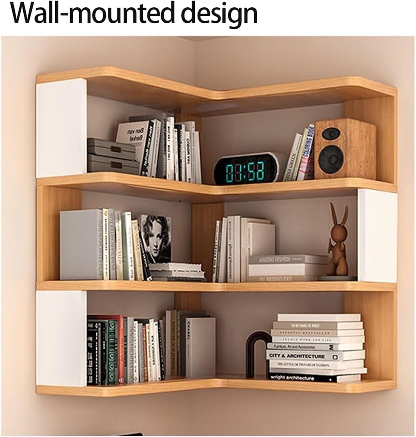 3 Tier Floating Corner Shelf Wall Mounted Display Stand Bookshelf Storage Rack for Living Rooms Offices Multi Scenario Use(Brown)