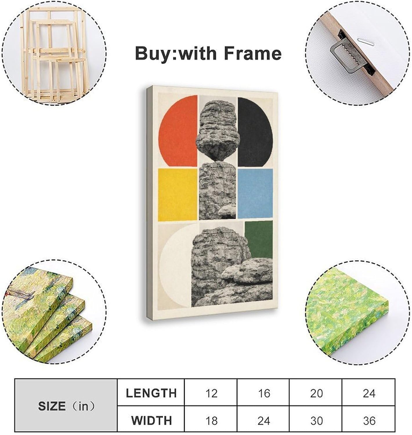 AUHUE Modern Abstract Rock Art Poster Canvas Poster Paintings for Wall Art Decoration Living Room Office Frame 24x36inch