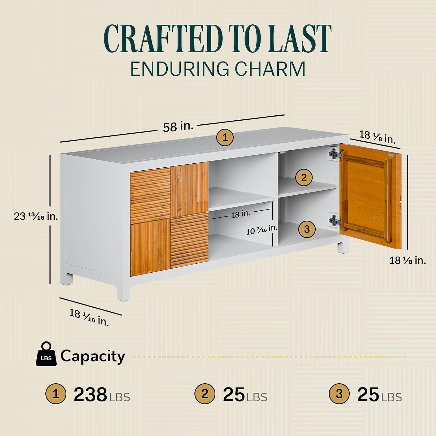 Bme Madia Deluxe TV Stand, Fully Asssembled Entertainment Center for up to 58 inch TV, Unique Pattern TV Console for Living Room, Bedroom, Dinning Room
