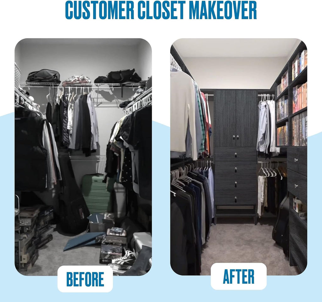 Modular Closets Vista Collection Double Hanging Wood Closet Organizer Unit (Grey, 21' Wide)