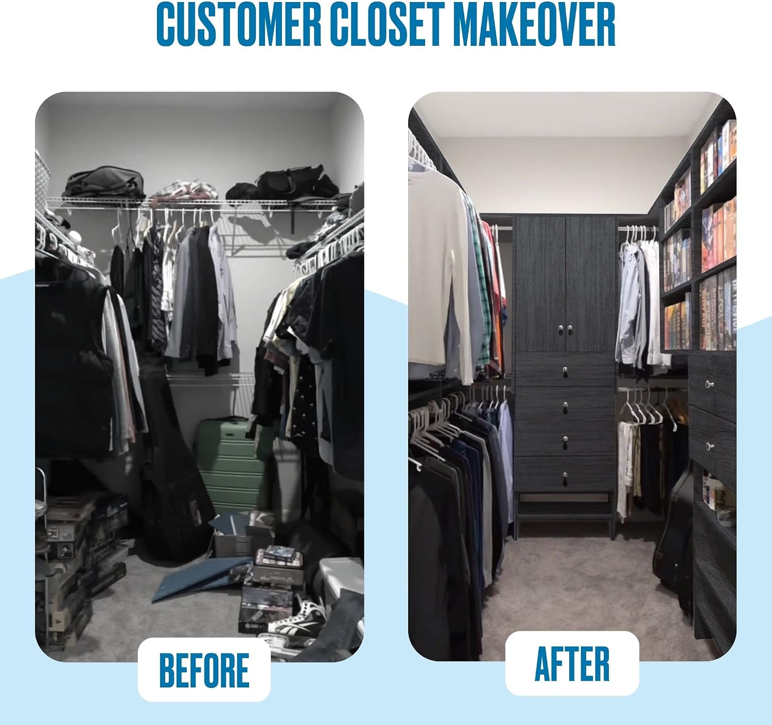 Modular Closets Vista Collection Double Hanging Wood Closet Organizer Unit (Grey, 21' Wide)