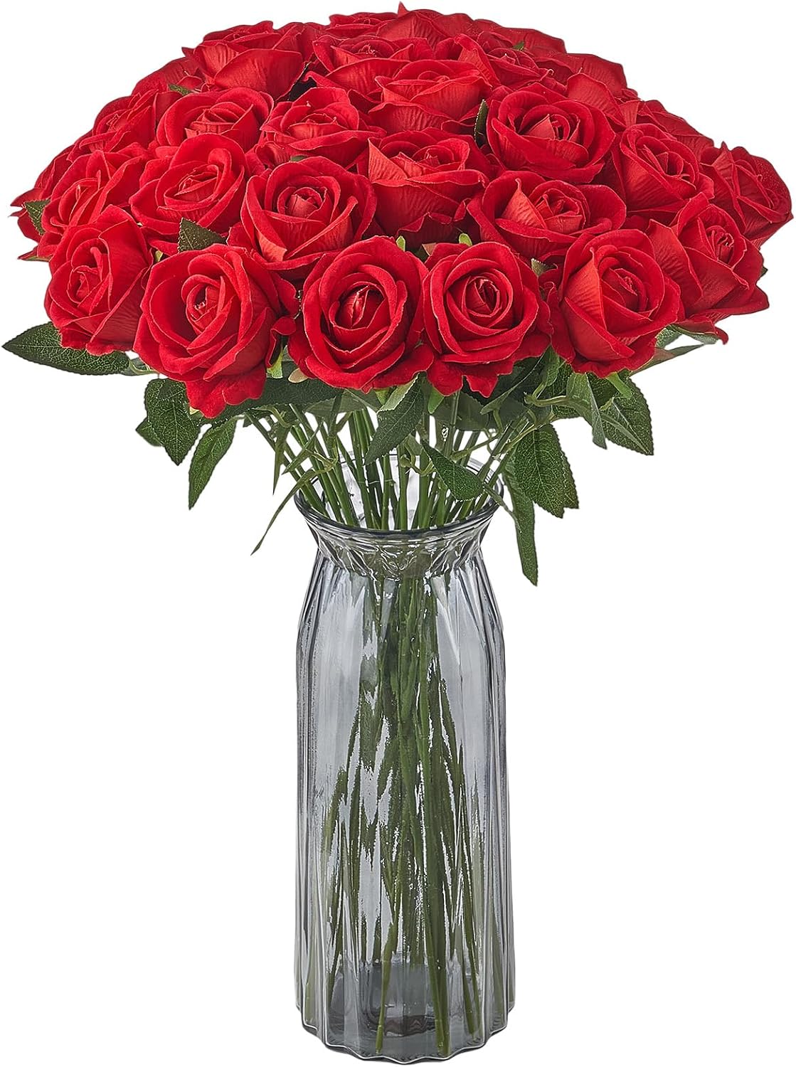 VEVOR Artificial Flowers, 500 pcs Real Looking Red Foam Fake Roses Bulk, Faux Red Bridal Shower with Stems for DIY Wedding Bouquets, Home Centerpieces Arrangements, Party Tables Decorations
