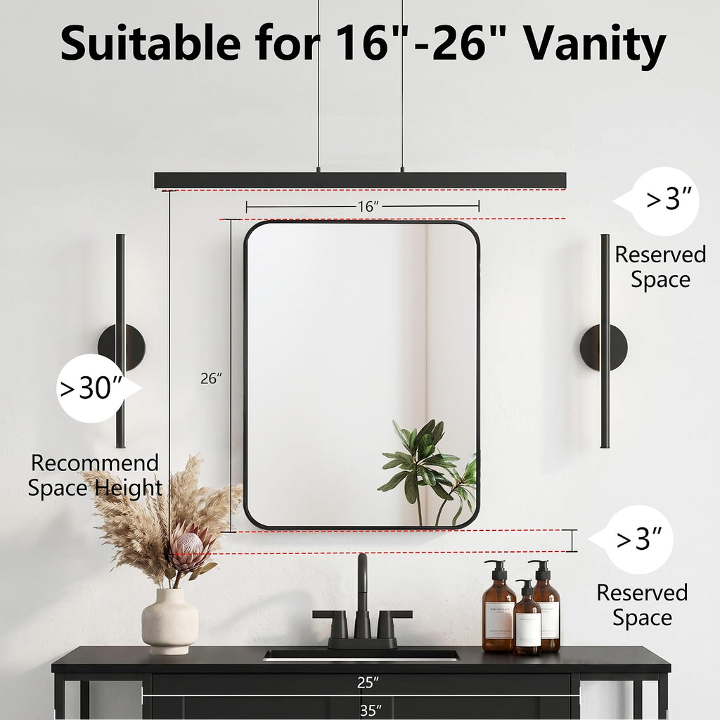 Bathroom Medicine Cabinet with 16'x26' Stainless Steel Framed Mirror,Recessed or Surface Mounted Bathroom Mirror Cabinet,Storage Cabinet for Bathrooms, Guest Rooms, Apartments, Farmhouse Decor