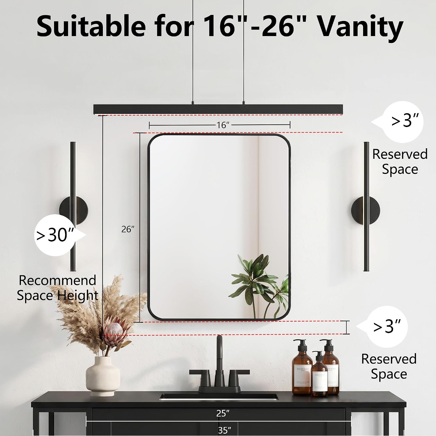Bathroom Medicine Cabinet with 16'x26' Stainless Steel Framed Mirror,Recessed or Surface Mounted Bathroom Mirror Cabinet,Storage Cabinet for Bathrooms, Guest Rooms, Apartments, Farmhouse Decor