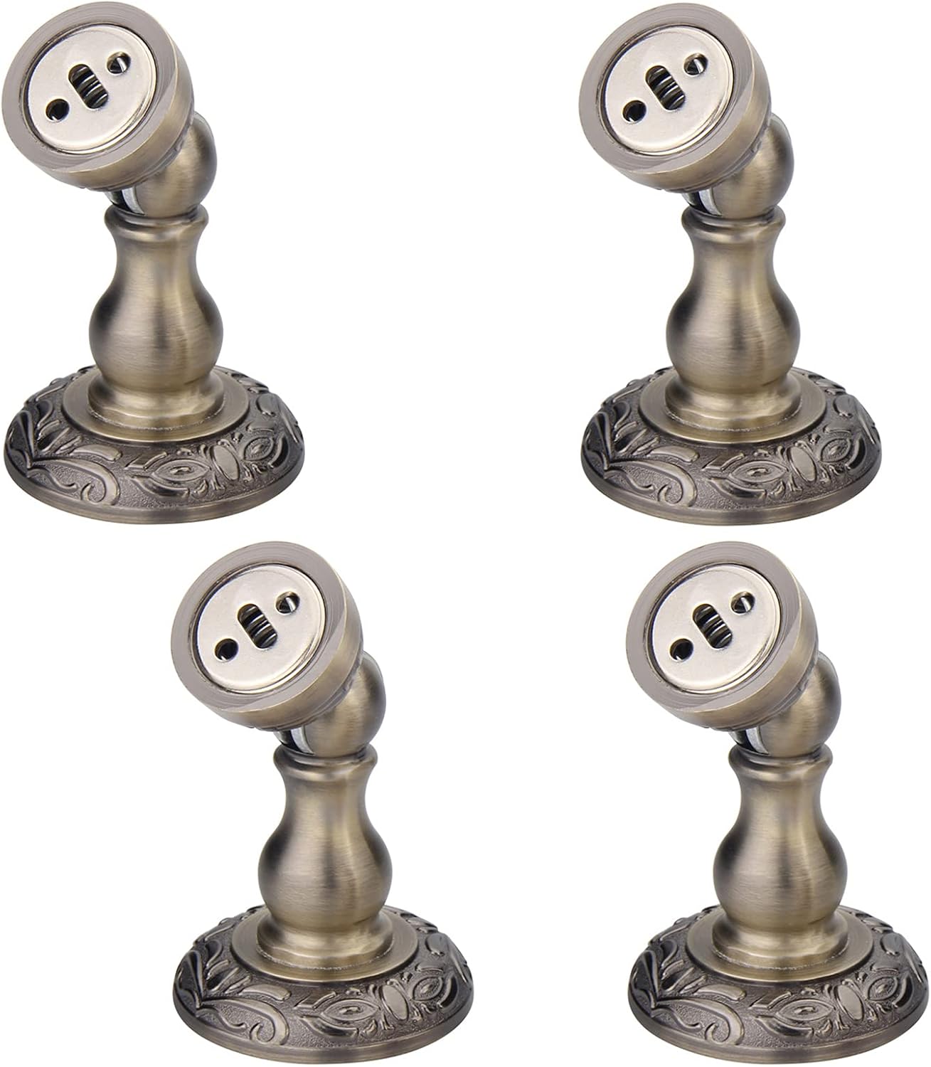 4PCS Magnetic Door Stop, Heavy Duty Magnet Door Stopper, Wall/Floor Mounted Door Holder, Door Catch Stopper with Mounting Screws,Gold (Color : Silver)