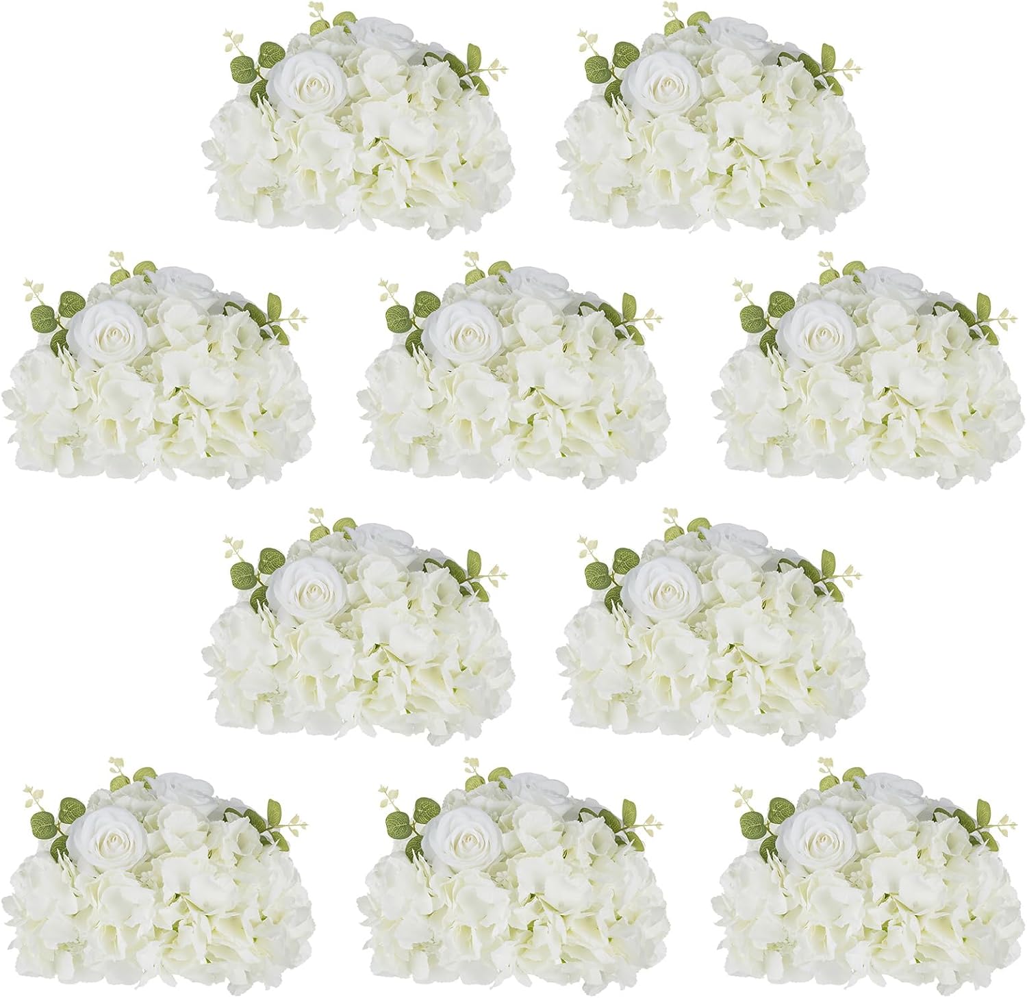 NUPTIO Flower Balls for Centerpieces Wedding: 10 Pcs 11.8 inch Diameter Artificial Flower Ball Arrangement Bouquet Centerpiece for Tables - White Fake Rose Flowers for Wedding Decor
