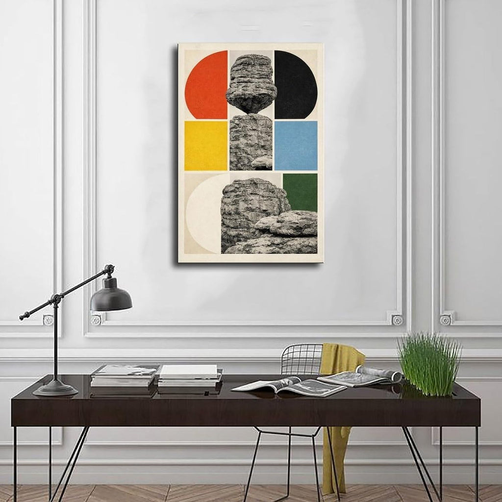 AUHUE Modern Abstract Rock Art Poster Canvas Poster Paintings for Wall Art Decoration Living Room Office Frame 24x36inch