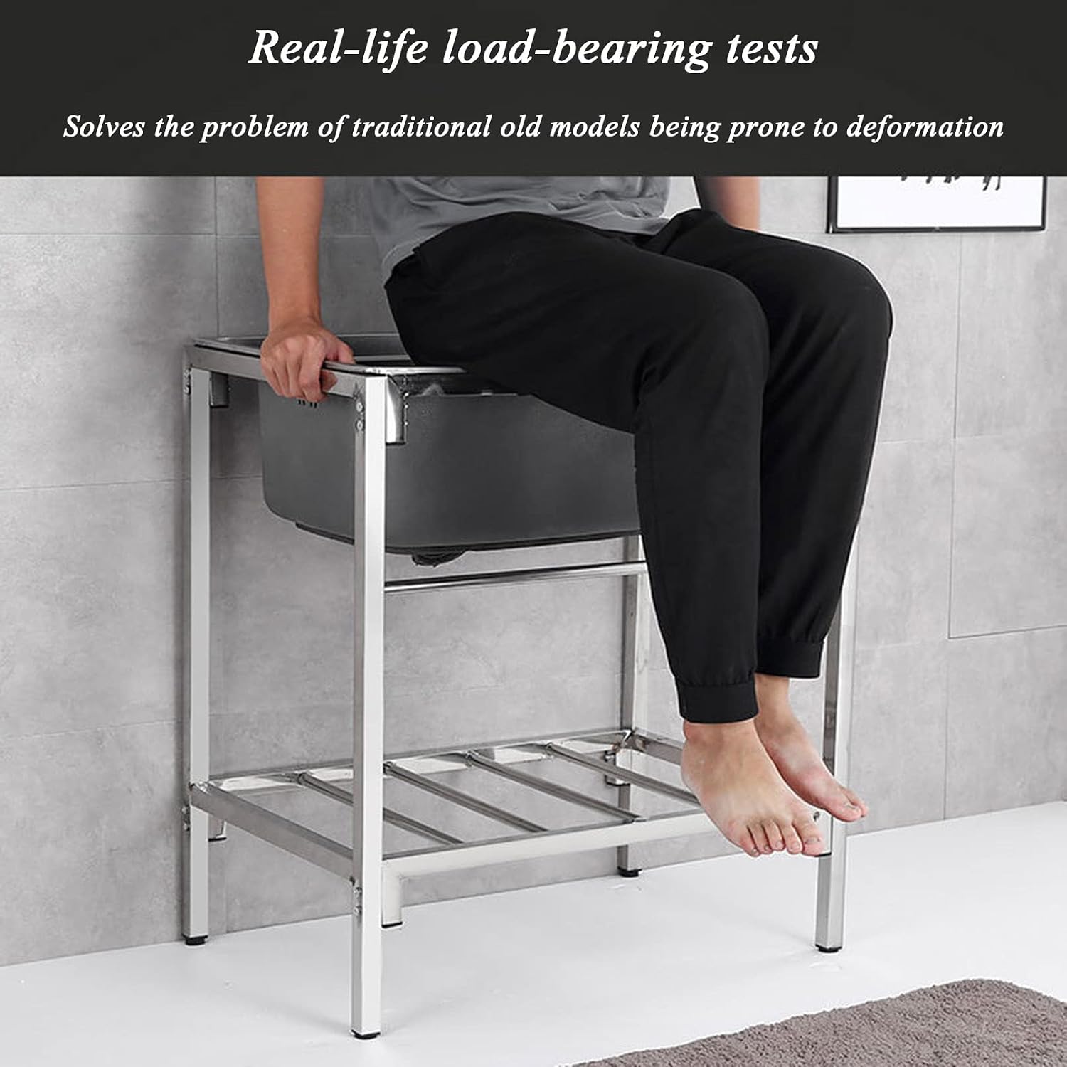Single Bowl Sink | Stainless Steel Sink | Commercial Kitchen Sink | 1 Compartment | Free Standing Utility Sink | Swivel Faucet Storage Shelves | Laundry Tub | Washing Hand Basin