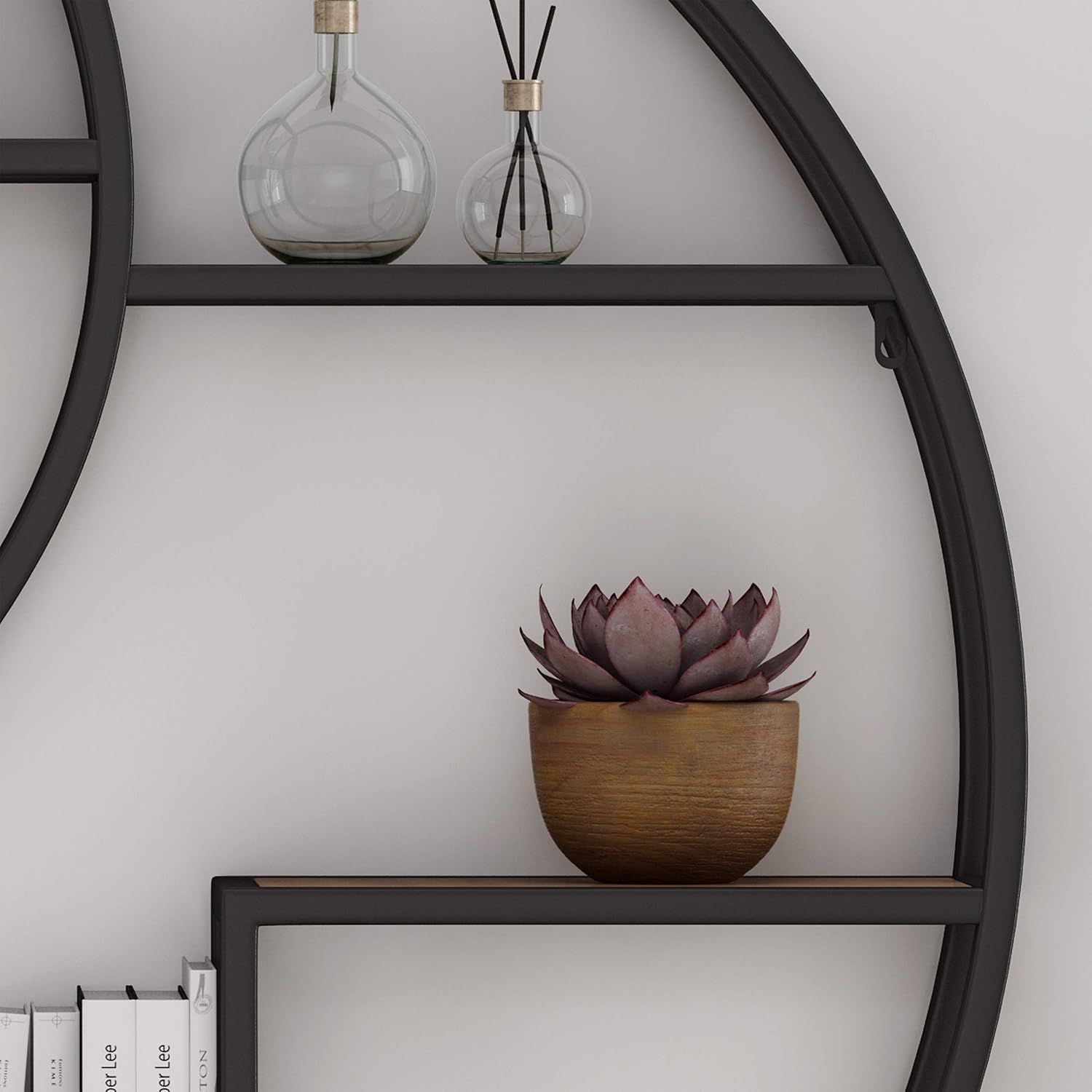 Christopher Knight Home Bobby Industrial Hanging Circular 8 shelves, Wall Shelf, Black Finish, Natural