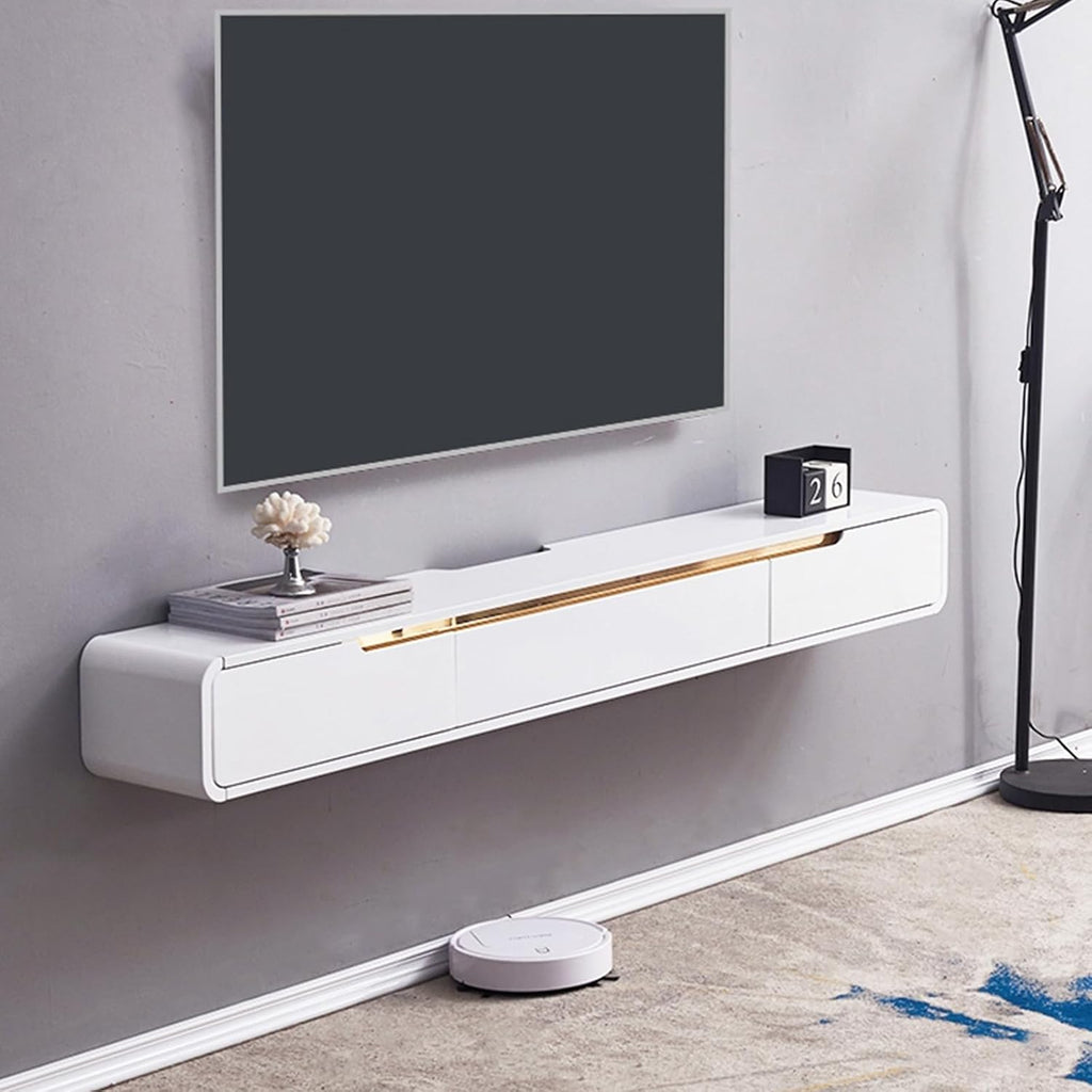 FPIGSHS Wall Mounted Media Console with 2 Drawers Solid Wood Floating TV Stand Hanging TV Shelf Entertainment Center TV Cabinet, for Home Office (D, 71 inches)