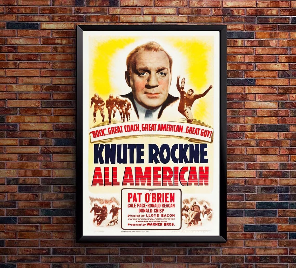 Knute Rockne All American 1940 - Vintage Sports Classic Movie Poster-24 x 36 Inches - (Framed)