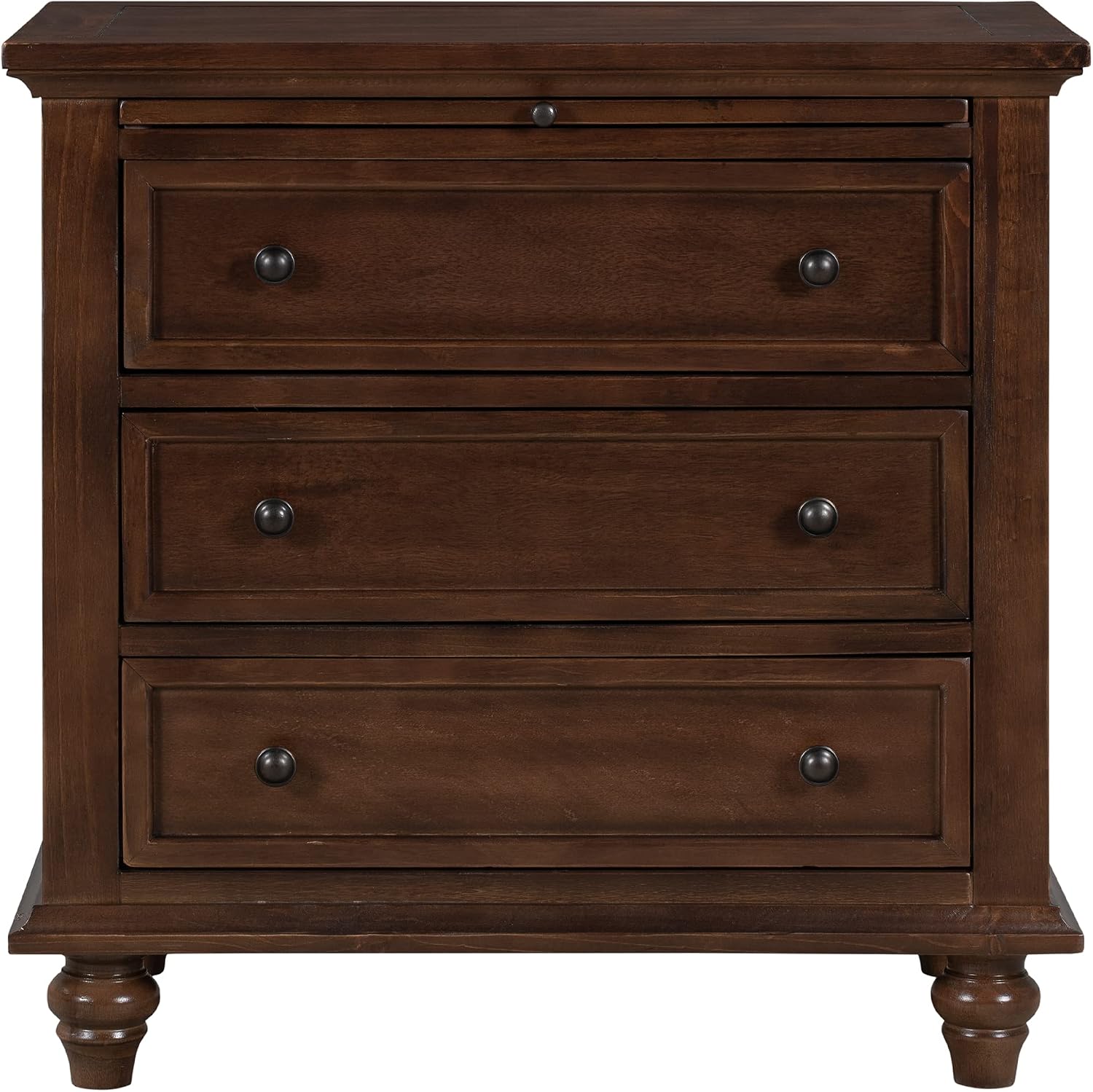 Modern Storage Wood Cabinet with 3-Drawer, Sofa Table Console Table End Table with Pull Out Tray, Accent Table Furniture for Entryway Living Room Bedroom, Fully Assembly Bedside Table (Brown)