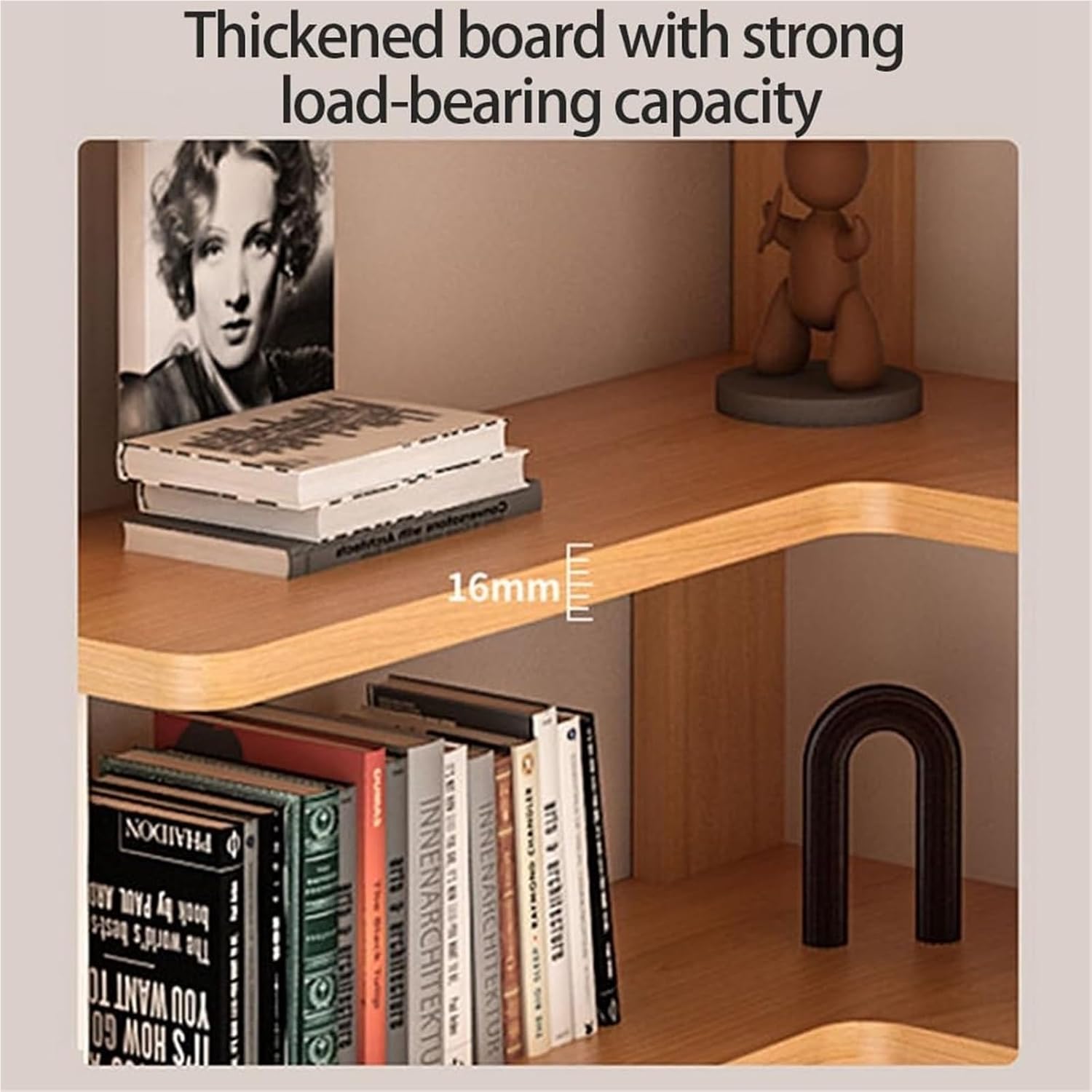 3 Tier Floating Corner Shelf Wall Mounted Display Stand Bookshelf Storage Rack for Living Rooms Offices Solid Construction(Natural)