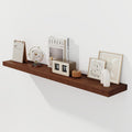 RICHFOCUS Floating Shelves for Wall 55 Inch Solid USA-Sourced Oak Wooden Shelves for Bathroom Kitchen 9' Deep Modern Wood Shelf with Heavy-Duty Bracket for Wall Mounted, Walnut Finish