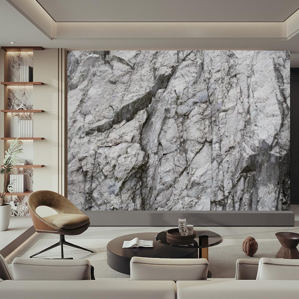 Cliffs Removable Peel and Stick Wallpaper Wall Stickers, Cliff Texture 3D Murals Home Decor for TV Background Bedroom Rooms Living Room,Self-Adhesive-144 W x 100' H