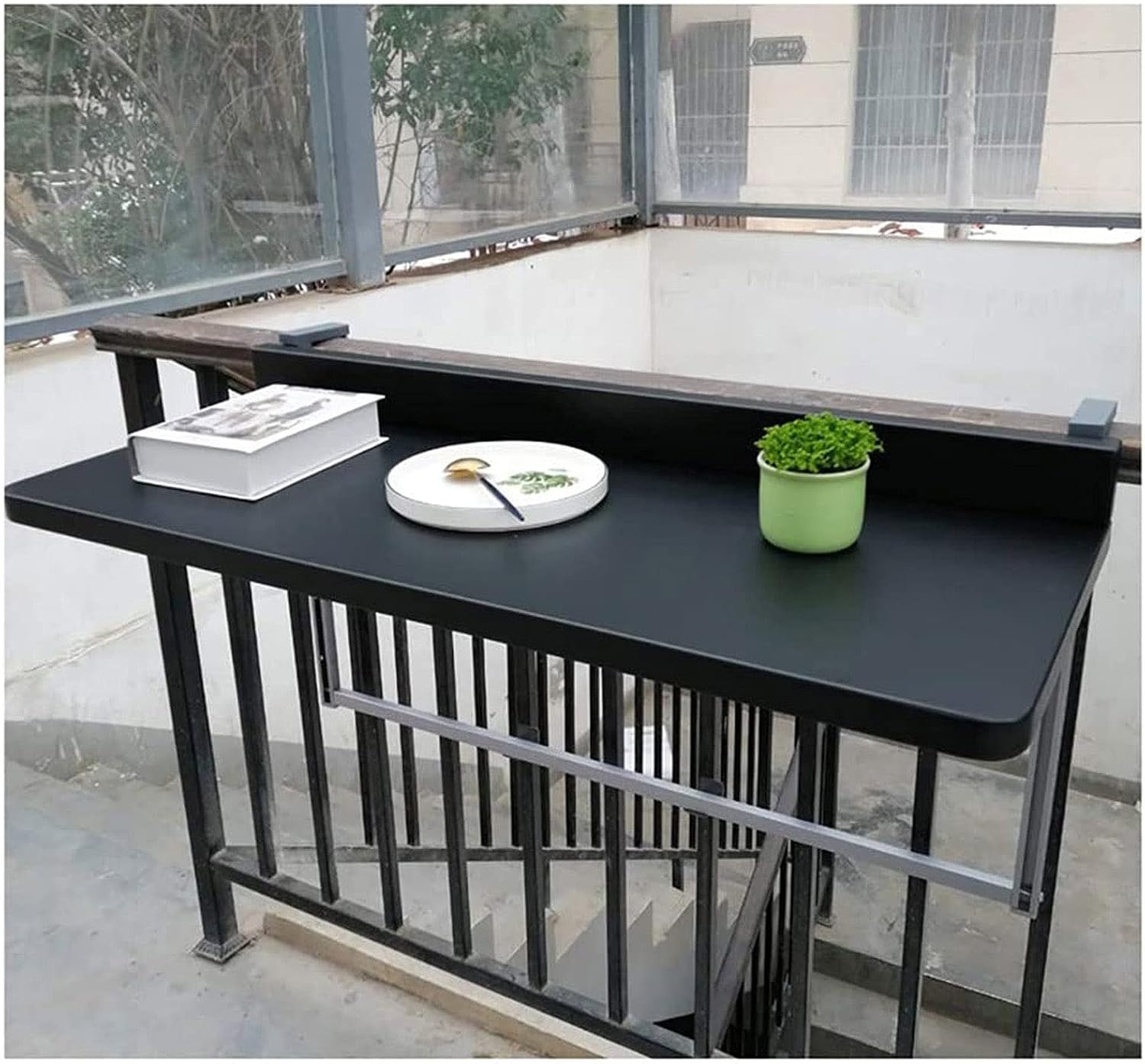 Outdoor Side Tables Balcony Table Floating Shelves Balcony Hanging Table with Adjustable Height Portable Balcony Bar Table for Railings Outdoor Wall-Mounted Floating Desks for Small Spaces