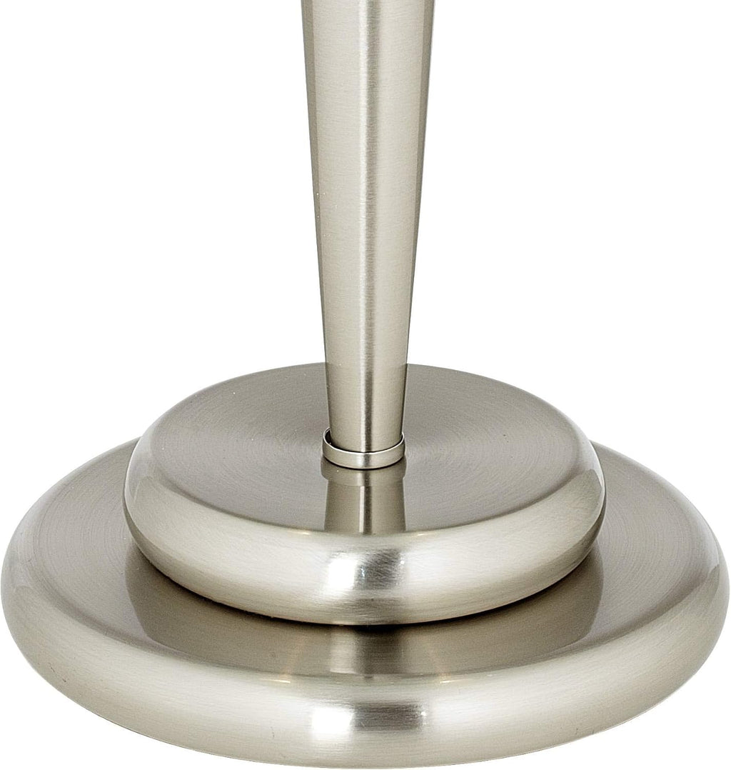 360 Lighting Deco Dome Modern Desk Table Lamp 17' High Touch On Off Brushed Nickel White Frosted Glass Shade for Living Room Bedroom House Bedside Nightstand Home Office Reading Family