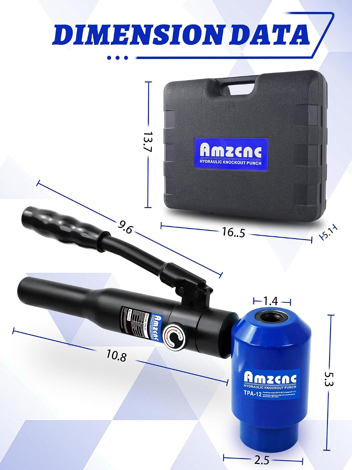 AMZCNC Hydraulic Knockout Hole Punch Driver Kit 1/2 to 4 inch Electrical Conduit Hole Cutter Set KO Tool Kit Metal Sheet Puncher (12TON(1/2'~4'))