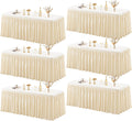 6 Pack Champagne Tablecloths for Rectangle Tables 6ft, Wrinkle Resistant Spandex Tablecover Fitted Stretch Table Cloth with Pleated Ruffle Table Skirts for Party Banquet Dining Birthday Wedding