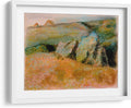 Canvas Lab | Landscape with Rocks by Edgar Degas | 23 x 17 in | Fine Art Framed Print, Frame Color: White, With Mat | Classical art, Impressionism, Scenery