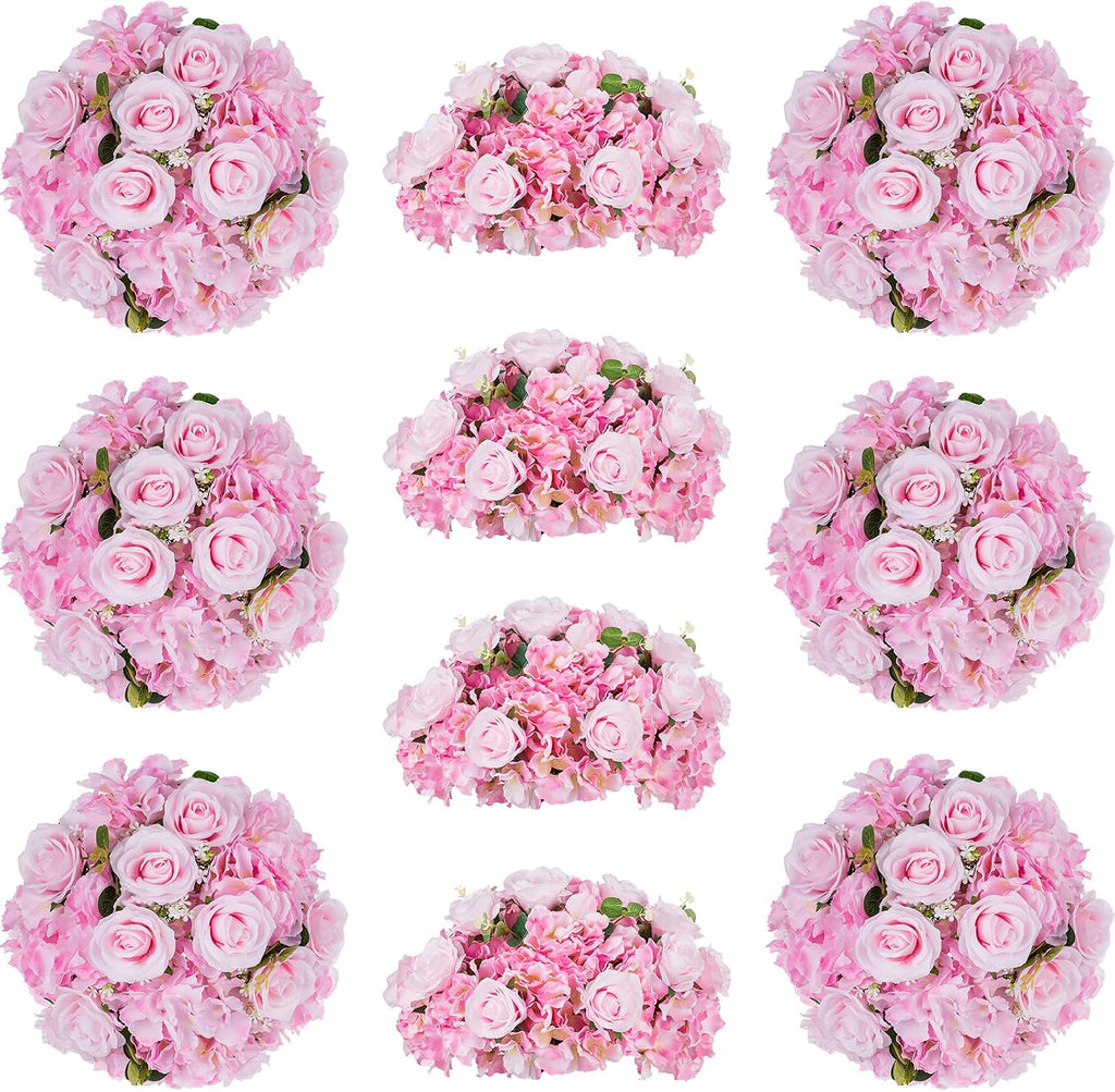 Pink Flowers Balls for Centerpieces: 10 PCS 14.2' Diam Flower Centerpieces for Tables in Wedding Reception Decorations Arrangement for Party Celebration Planners