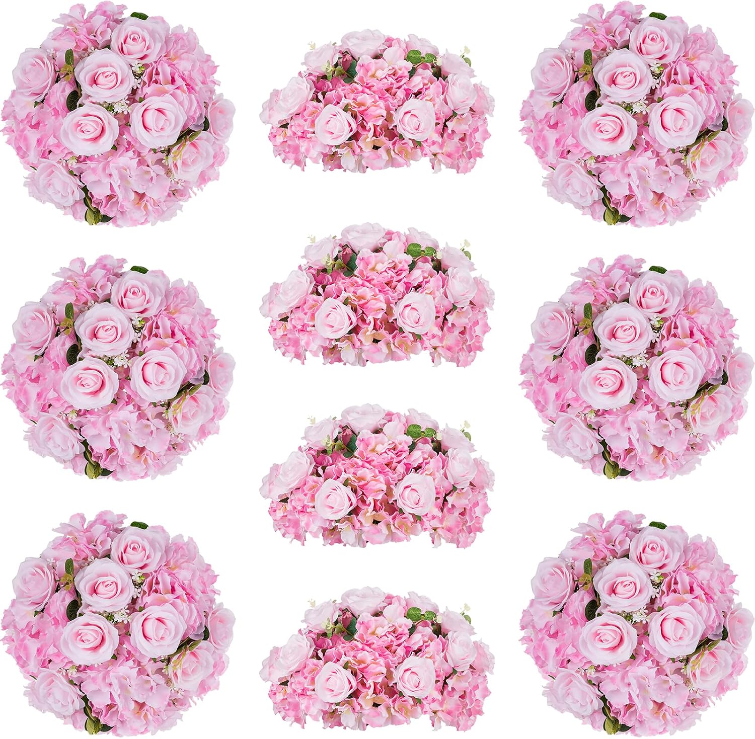 Pink Flowers Balls for Centerpieces: 10 PCS 14.2' Diam Flower Centerpieces for Tables in Wedding Reception Decorations Arrangement for Party Celebration Planners