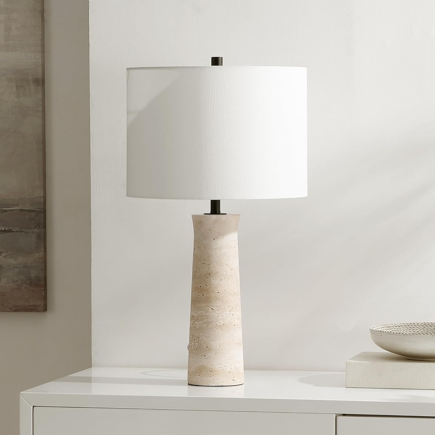 SAFAVIEH Lighting Collection Alana Ivory Travertine 25-inch Table Lamp for Bedroom, Living Room, Home Office, Desk, Nightstand (LED Bulb Included)