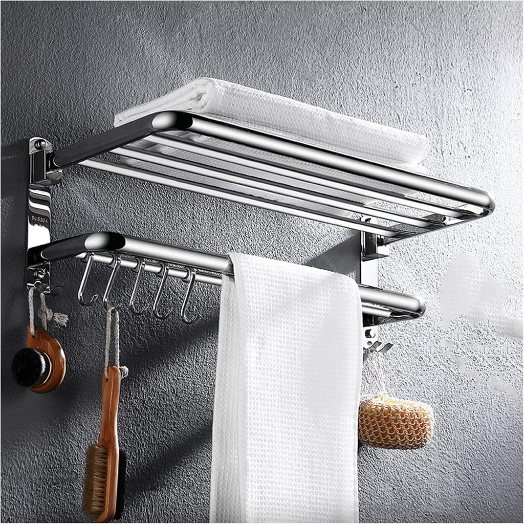 TOMYEUS Shower Caddy Bathroom Shelf Floating Shelves Wall Mounted Set of 2，Wall Mounted Bathroom Wall Shelves with Towel Bar，24 Inch 304 Stainless Steel Shower Organizer