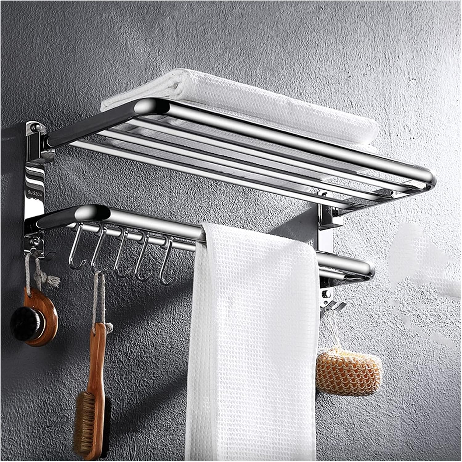 TOMYEUS Shower Caddy Bathroom Shelf Floating Shelves Wall Mounted Set of 2，Wall Mounted Bathroom Wall Shelves with Towel Bar，24 Inch 304 Stainless Steel Shower Organizer
