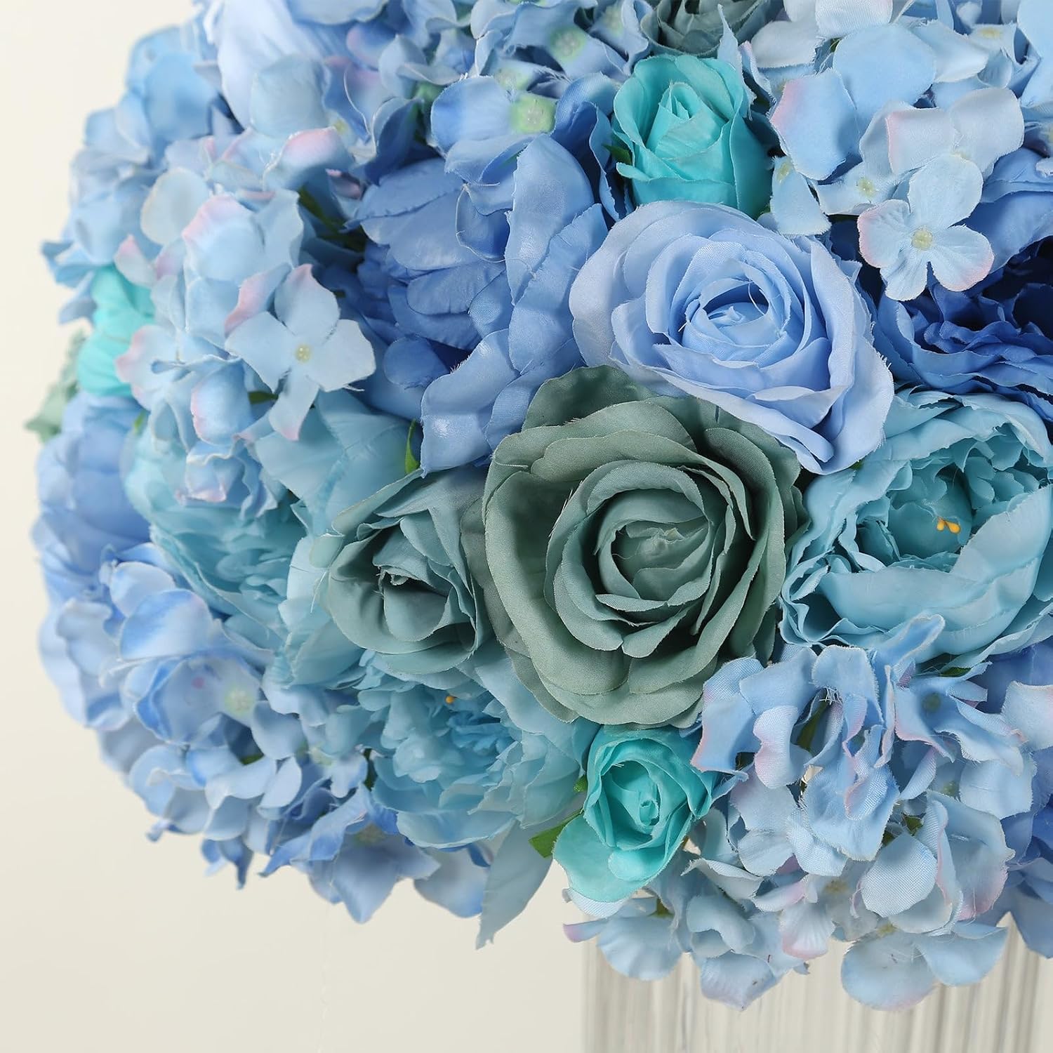 Efavormart 20 inch Blue Pre-Arranged Artificial Rose Flower Ball, Large High-Density Silk Rose Centerpiece Arrangement for Wedding Staging and Floor Vases
