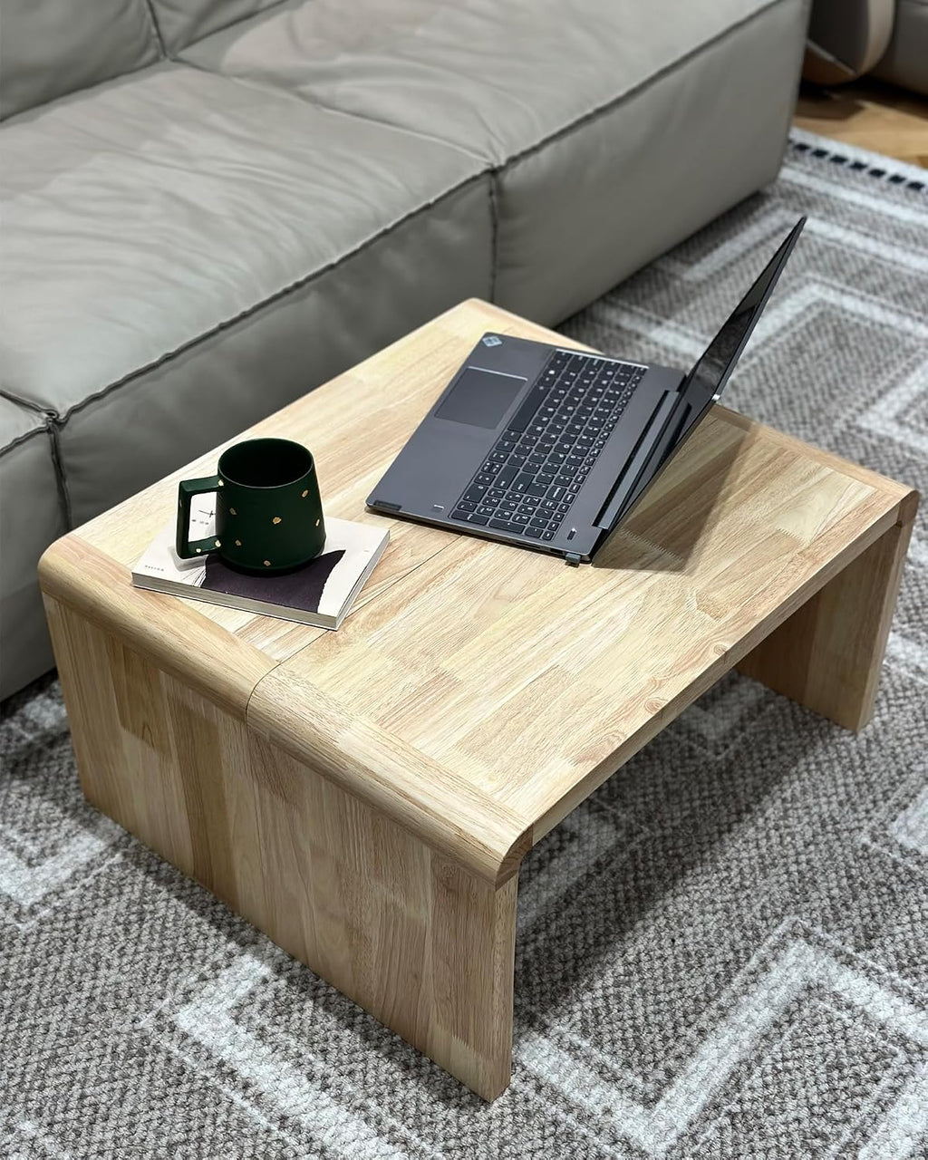 C-Shaped Side Table, Solid Wood End Table for Couch Sofa and Bed, Wooden C Tables for Living Room Bedroom, Small Snack Tray Table for Space Saving (2, 24.4' H-Brown)