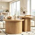 Mxtxmy Round Nesting Coffee Table Set of 2,Coffee Tables for Living Room,Round Coffee Tables with Wood Finish,Stackable Coffee Table Set,Rustic Sofa Side Table,Living Room Bedroom (Large Size)