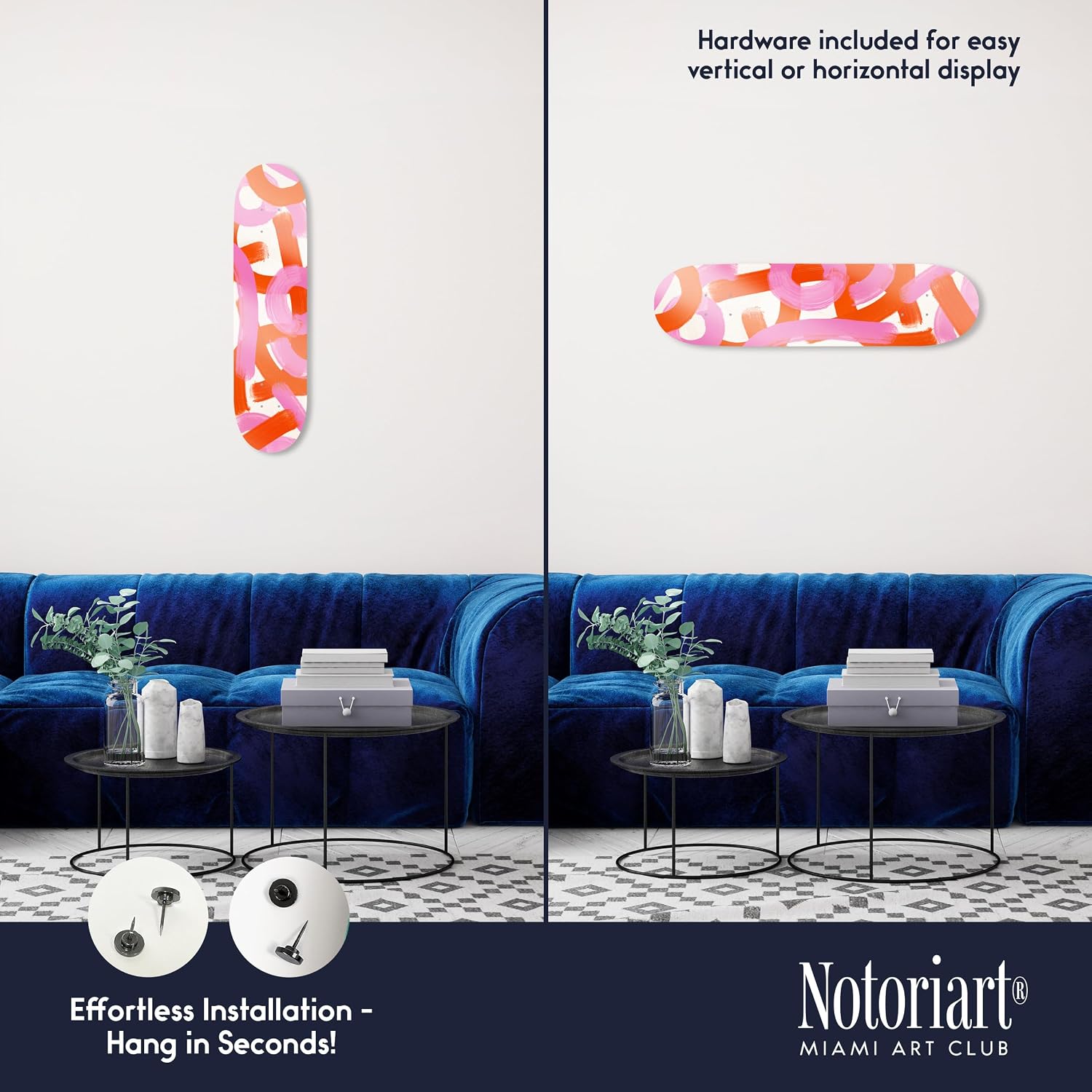 Trendy Pop Acrylic Wall Art Die-Cut Easy-to-Hang, 1 Panel 8' x 32', Crossing Paths I Skateboard