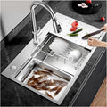 Large Kitchen Sink, With Drain Kits, 304 Stainless Steel, Heavy Duty Kitchen Bar Sink, Single Bowl Sink, For Drop In, Undermount(B,70x50x22cm)