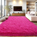Extra Large 9x12 Feet Fuzzy Rug Hot Pink Fluffy Rug for Living Room, Big Plush Non-Skid Shag Carpet, Soft Shaggy Rugs for Bedroom Indoor Modern Home Decor