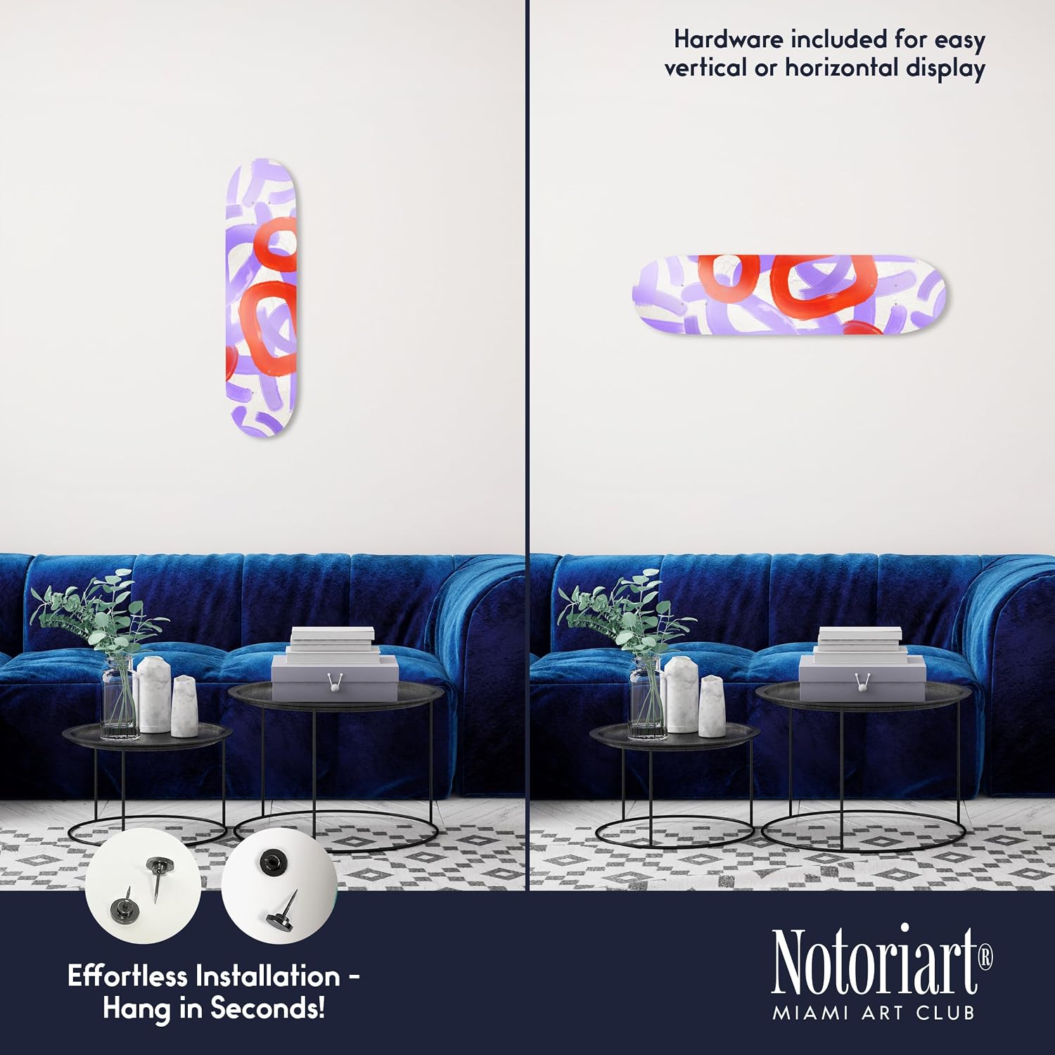 Trendy Pop Acrylic Wall Art Die-Cut Easy-to-Hang, 1 Panel 8' x 32', Crossing Paths II Skateboard