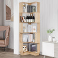 Wooden Corner Bookcase, 5 Tiers Corner Bookshelf 68.9' L-Shaped Storage Display Rack Tall Large Open Bookshelf with Fixture for Living Room Bedroom Study Office