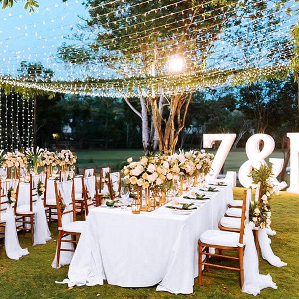 12 Pack White Tablecloths for 8ft Rectangle Tables 90 x 132 Inch - Polyester Table Cover Stain and Wrinkle Resistant Washable Fabric Table Clothes for Wedding Party Banquet Reception Restaurant