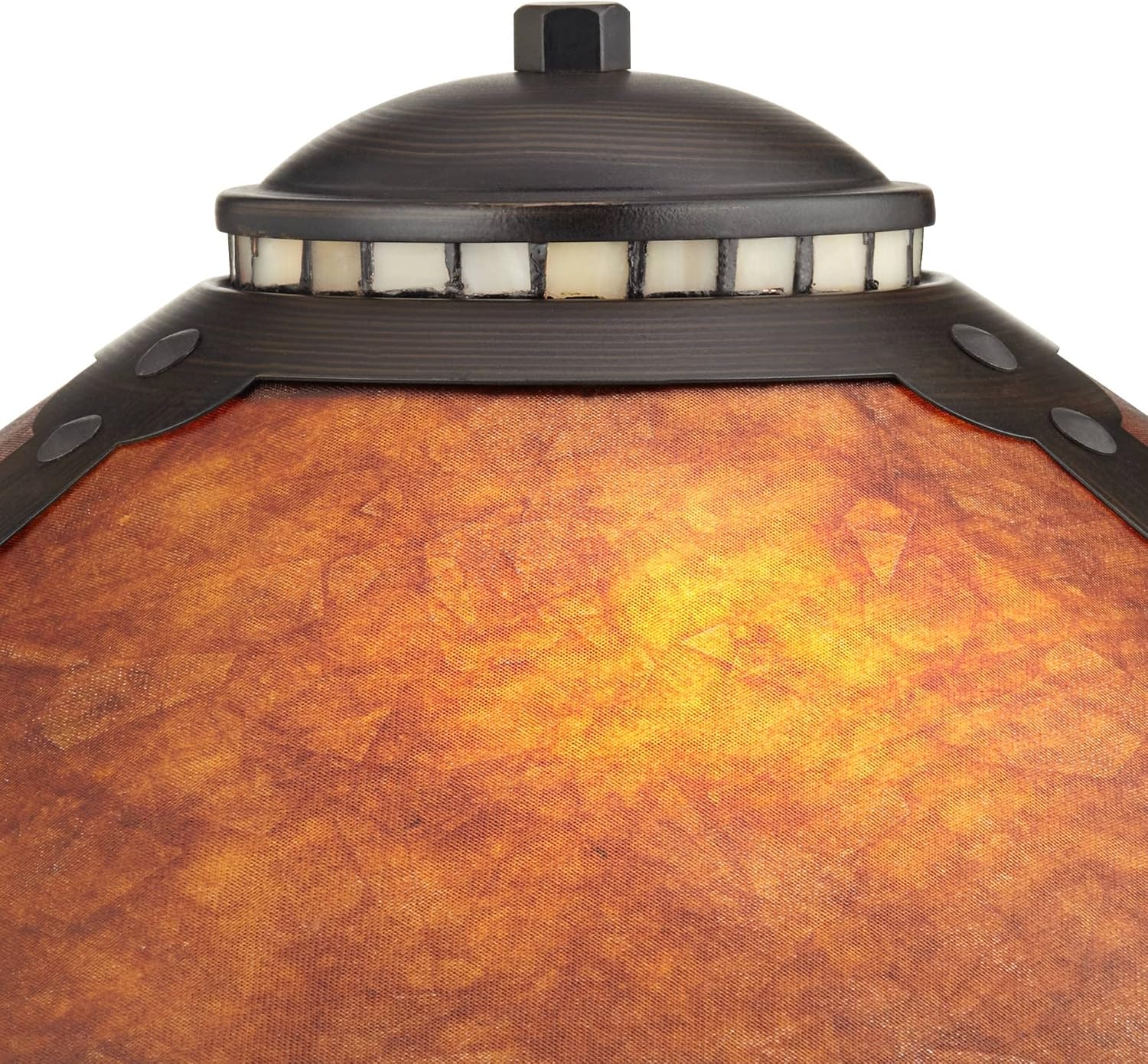 Robert Louis Tiffany Mica Collection Mission Tiffany Style Desk Table Lamp 18 1/2' High Rustic Oil Rubbed Bronze Natural Mica Shade Cottage Core Decor for Bedroom House Bedside Nightstand Home