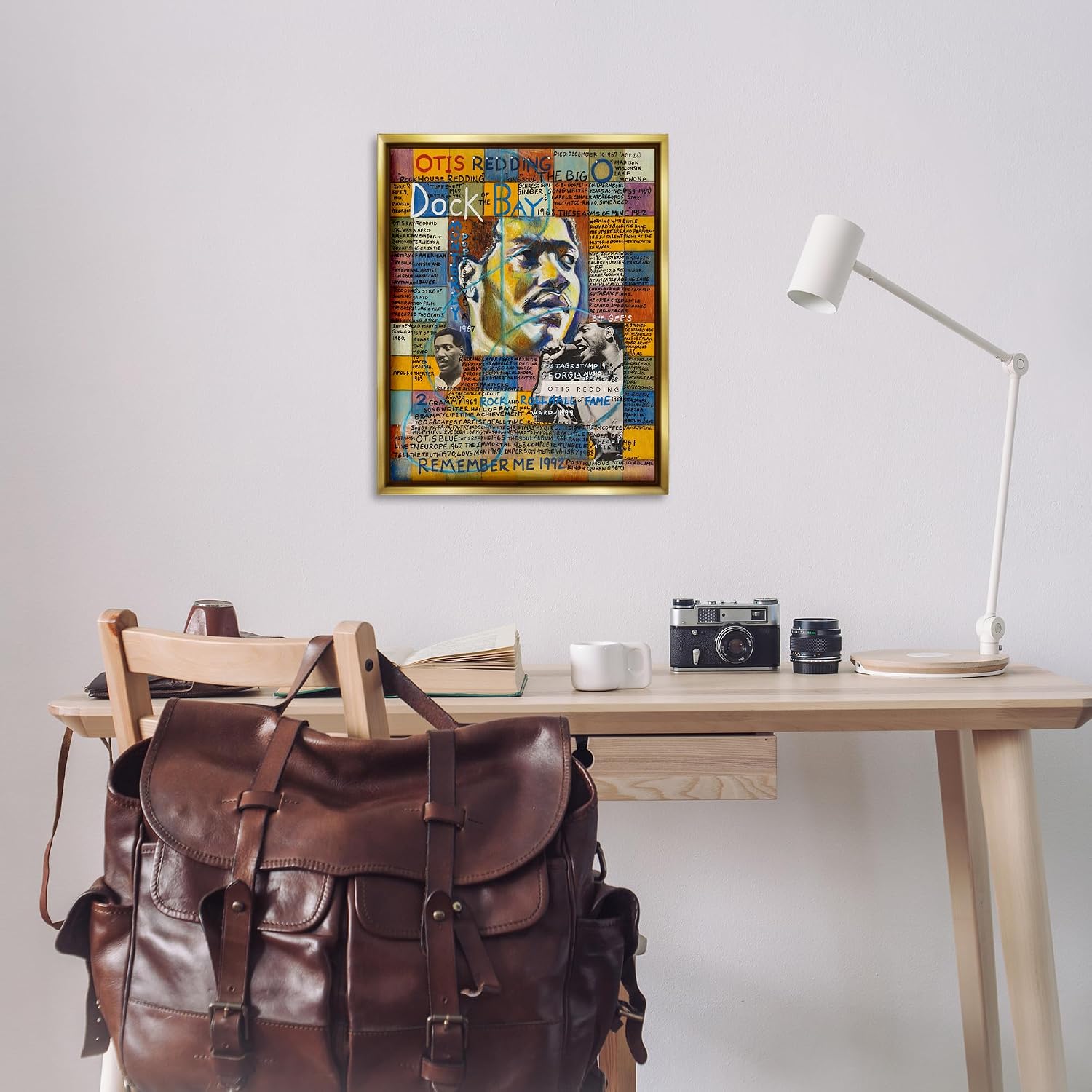 Stupell Industries 'Otis Redding Collage'| Floating Frame Canvas Art | Stupell Industries | Gold, 25 x 31 Inches, Easy to Hang and Sturdy, Made in USA, by Sabin